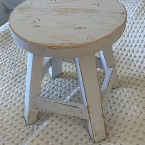 Small Rustic White Wooden Stool
